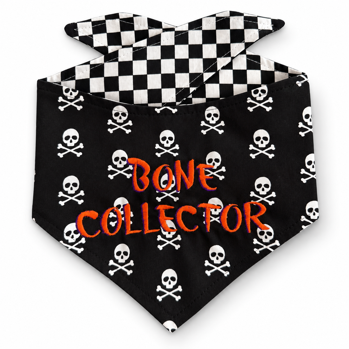 Black with Skulls Bone Collector Dog Bandanna