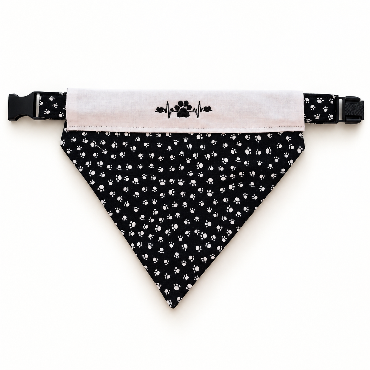 Black with Puppy Prints Collar/Bandanna Combo