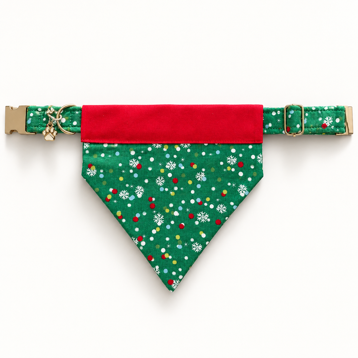Green Snowflake Bandanna & Collar Combo