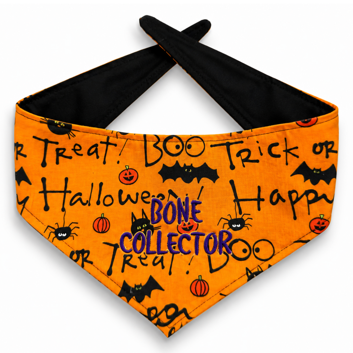 Orange Bone Collector Halloween Dog Bandanna