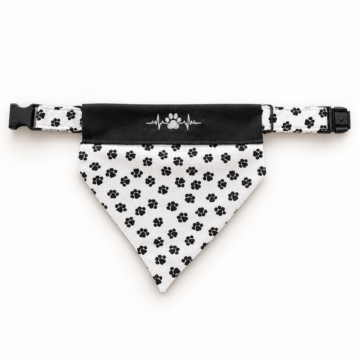 White with Puppy Paws Collar/Bandanna Combo
